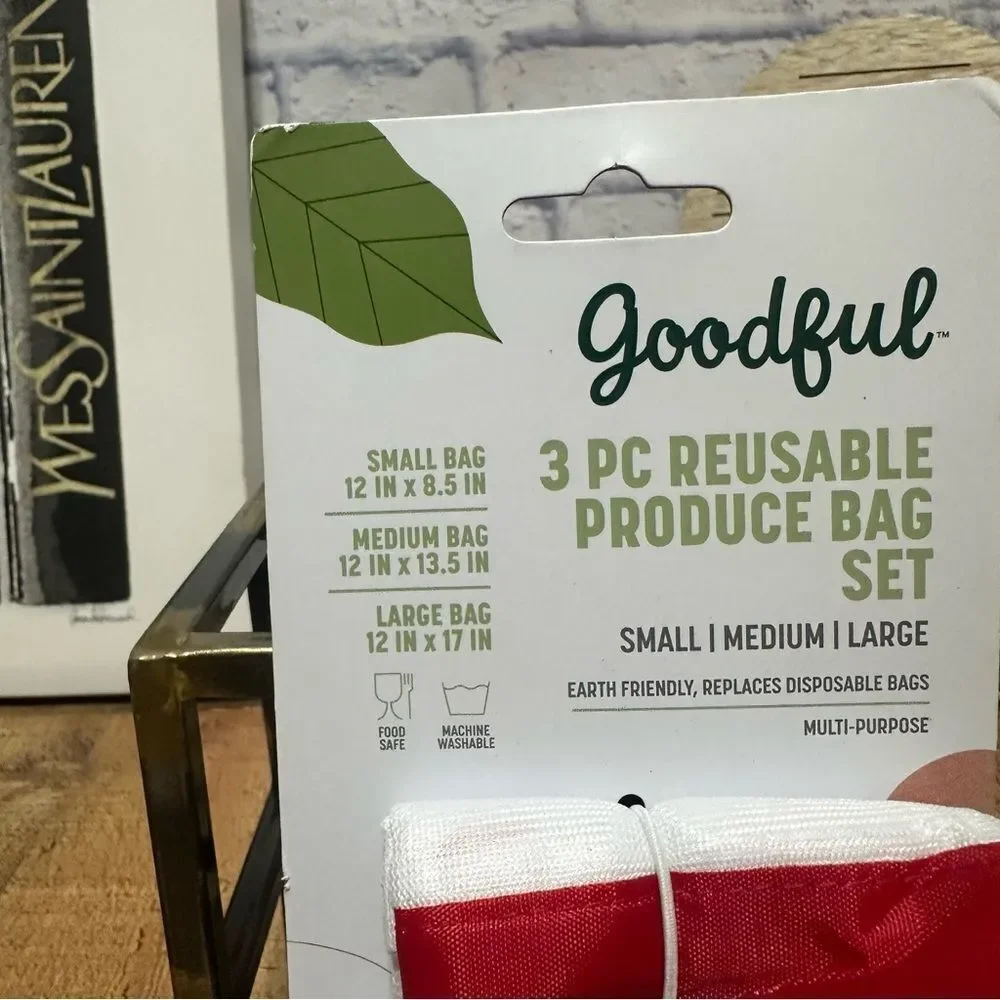New 3 pc sets GOODFUL reusable produce storage bags small medium large